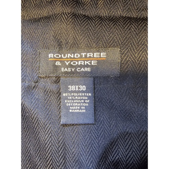 Roundtree & Yorke Men's Dress Pants 38x30 Gray Windowpane Pleated Cuffed Hem - Picture 4 of 9